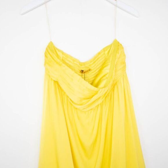 NEW‎ Alice + Olivia 100% Silk A-Line Mini Dress, Yellow, Large - Picture 5 of 14